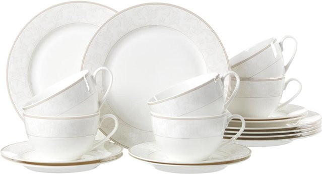 Ritzenhoff & Breker Kaffeeservice Isabella 18er Set aus Porzellan in Beige und Weiß mit floralem Design - Bild 1