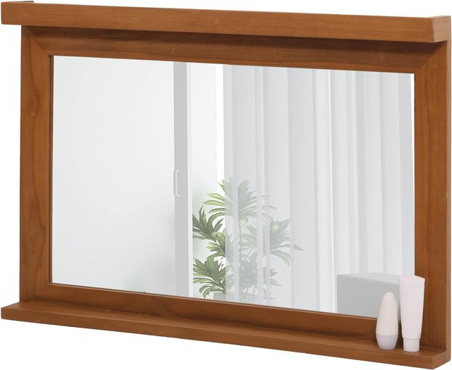 Teak-Wandspiegel MCW in Braun mit Holzrahmen, Rechteckig, Breite: 70 cm, Höhe: 100 cm - Bild 1