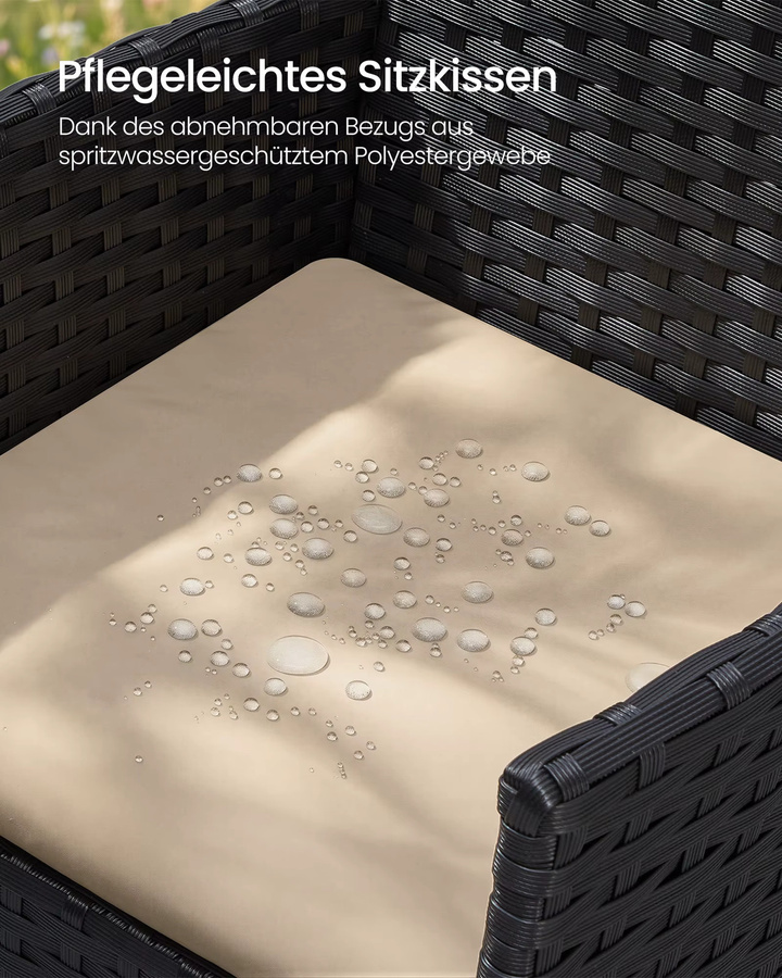 SONGMICS Gartenmöbel-Set aus PE-Polyrattan in Gelb mit Tisch und 2 Stühlen für Balkon und Terrasse - Bild 3