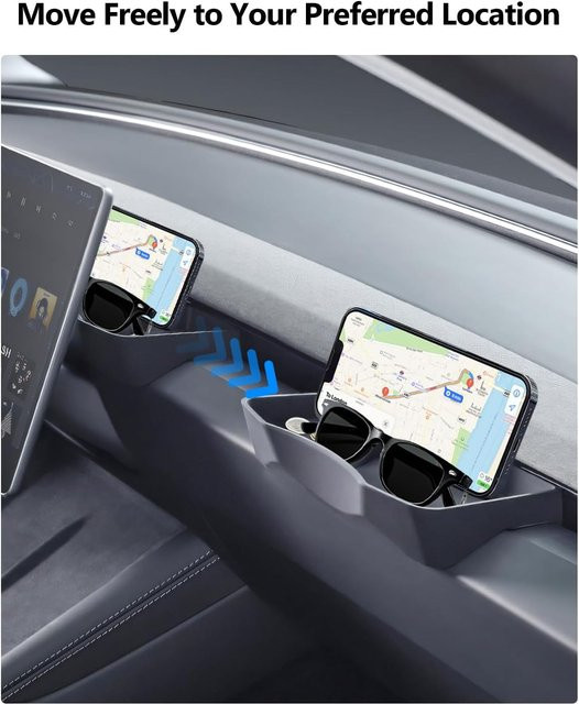 YouGallop Auto-Handyhalterung und Aufbewahrungsbox für Tesla Model Y Juniper, Model 3 Highland und Mittelkonsole inklusive Brillenetui in Schwarz oder Beige - Bild 1