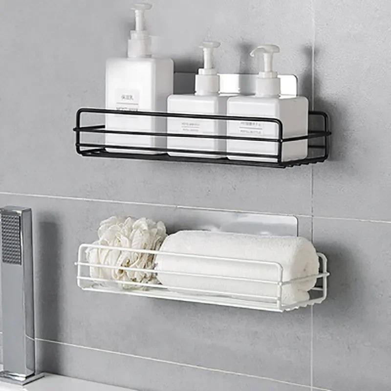 Yiran Furniture Badezimmer-Aufbewahrungsregal aus Aluminium in Schwarz, wandmontiertes Kosmetikregal für die Ecke - Bild 1