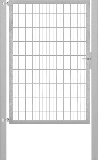 Einzeltor Flexo Plus aus Stahl in Silber/Grau, Breite: 125 cm, Höhe: 180 cm, inklusive Pfosten 80 x 80 cm, feuerverzinkt - Bild 1