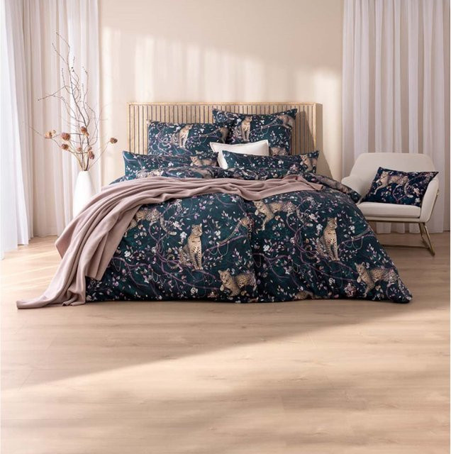 Estella Bettwäsche Leonida aus Baumwoll-Jersey mit floralem Design in Blau - Bild 1