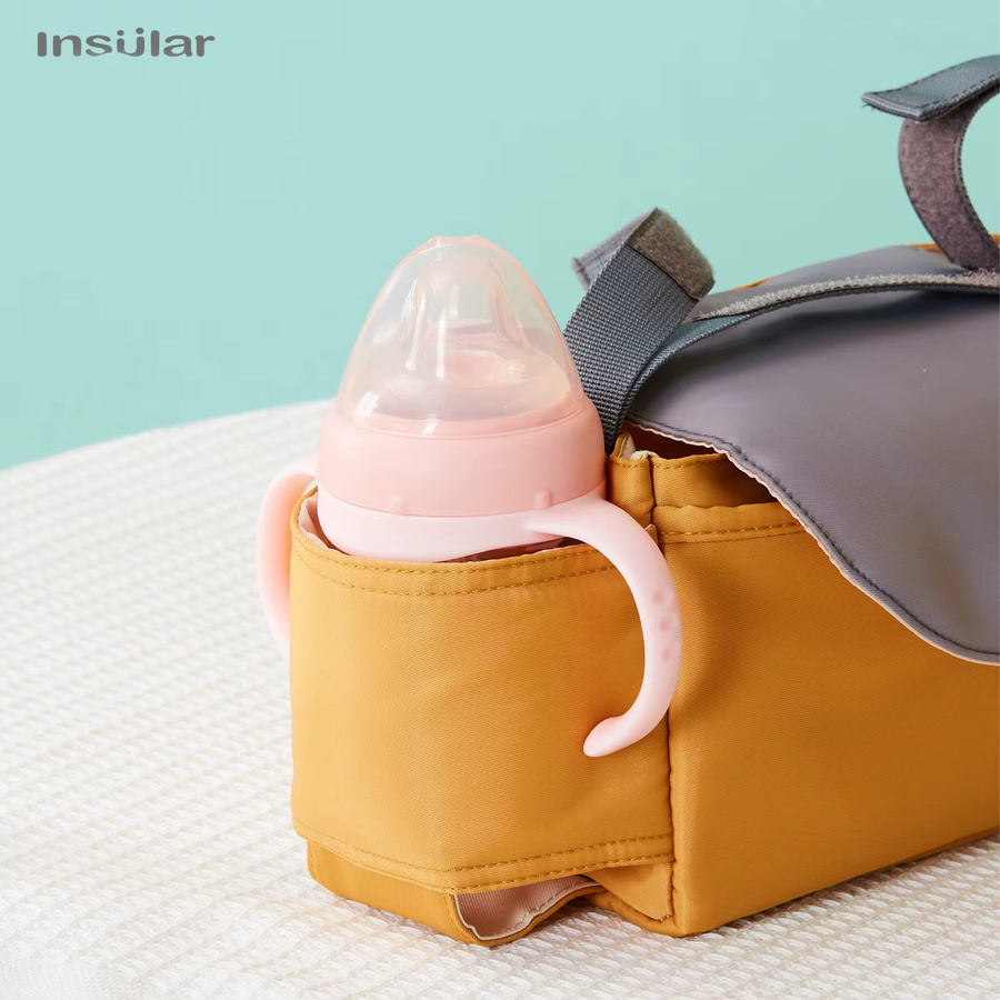 Insular Kinderwagen-Organizer-Tasche in Schwarz, multifunktionale Wickeltasche mit Korb, Haken und Getränkehalter als universelles Zubehör für Kinderwagen und Buggys - Bild 3