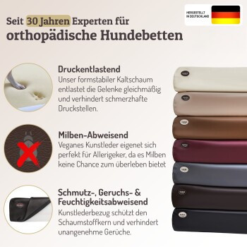 SABRO Hundebett KUDDE aus Kunstleder in Dunkelbraun mit orthopädischem Schaumstoff und abnehmbarem Bezug - Bild 3