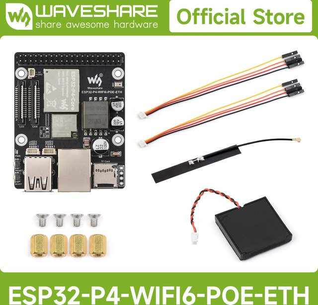 Waveshare ESP32-P4-WIFI6-POE-ETH Hochleistungs-Entwicklungsboard mit Wi-Fi 6 und Bluetooth 5 in Schwarz - Bild 1