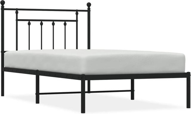 vidaXL Bettgestell aus Metall mit Kopfteil in Schwarz, klassisches Design, B/T/H: 100 x 190 cm - Bild 1
