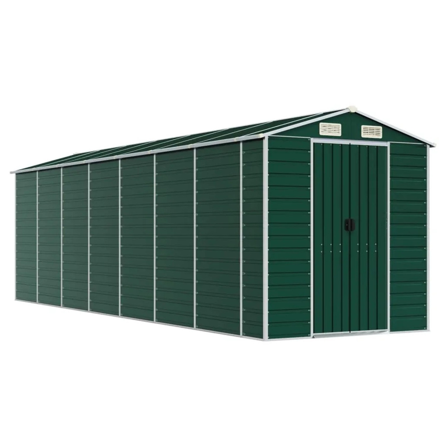 vidaXL Gerätehaus aus verzinktem Stahl in Grün mit Schrägdach, B/T/H: 191 x 640 x 198 cm - Bild 2