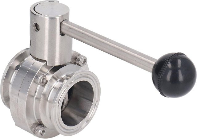 Hygienisches Klappenventil von Koogeelife aus Edelstahl mit Silikondichtung und Edelstahlklemme, Farbe: Silber, Durchmesser: 38 mm (1.5in) - Bild 1