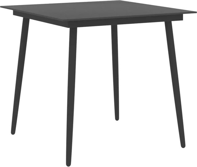 vidaXL Garten-Esstisch aus Stahl und Glas in Schwarz, quadratisch, B/T/H: 80 x 80 x 74 cm - Bild 1