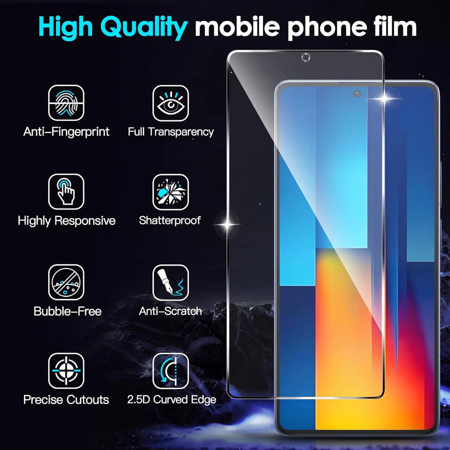 Xiaomi Displayschutzfolie aus gehärtetem Kristallglas für Poco M6 Pro 4G, 6,67 Zoll, Transparent - Bild 2