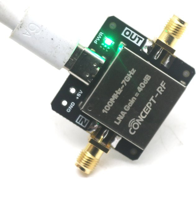 Dykbcells Ultra-Low-Noise-Verstärker LNA für RF-Empfänger und SDR-Signalsysteme, Frequenzbereich 100 MHz-7 GHz, Verstärkung wählbar zwischen 10dB, 20dB, 30dB oder 40dB - Bild 1