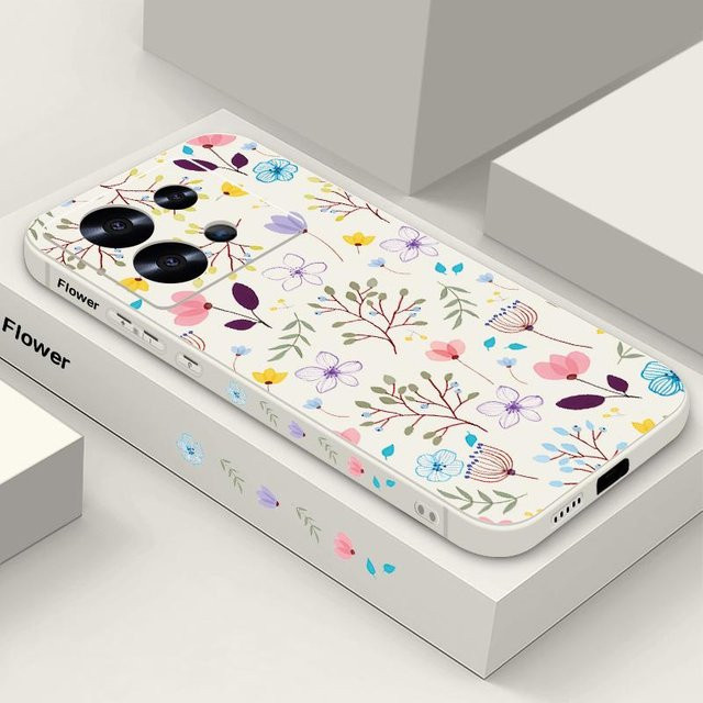 Xiaomi Handyhülle mit Blumenmuster und Lanyard für Poco X6 X5 F6 14T 13T Pro sowie Redmi Note 14 13 12 Pro Plus 5G in Weiß - Bild 1