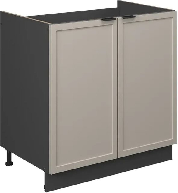 Vicco Spülenunterschrank Fame-Line Küchenunterschrank mit Soft-Close-Türen in Grau-Beige und Anthrazit mit Marmor-Arbeitsplatte B/T/H: 80 x 60 x 82 cm - Bild 1