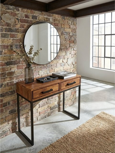 Konsolentisch KADIMA DESIGN im Industrial-Style aus Sheeshamholz und Metall, Schwarz/Braun, B/H/T: 90 x 76,5 x 36 cm - Bild 1