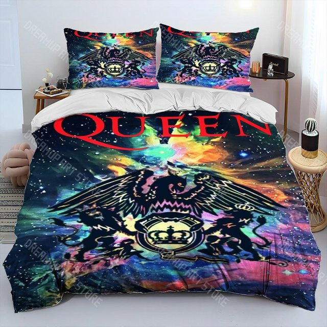 Bettwäscheset Freddie Mercury Queen Rockband mit Bettbezug und Kissenbezug, Mehrfarbig, B/H: 173 x 218 cm - Bild 1