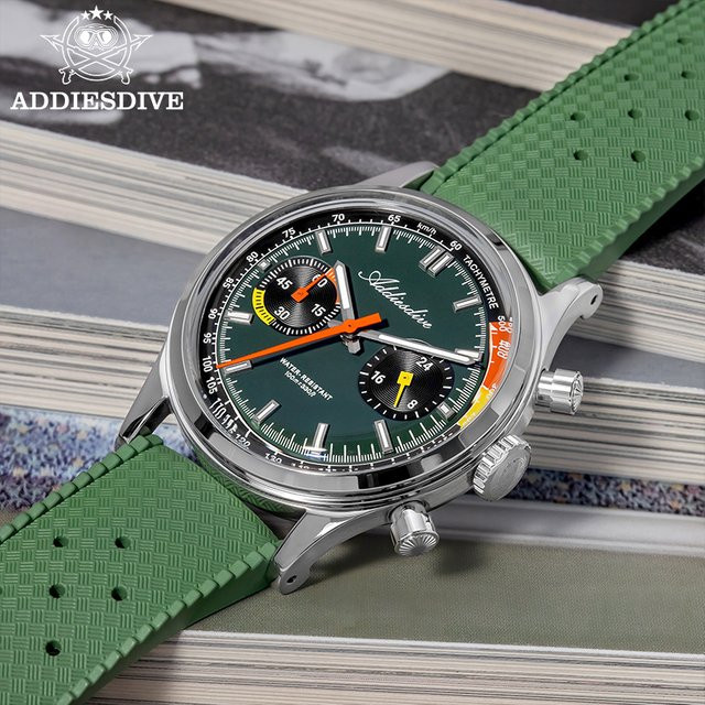 ADDIESDIVE Chronograph, Quarz, Edelstahl, 38 mm, Herren, Blau - Bild 1