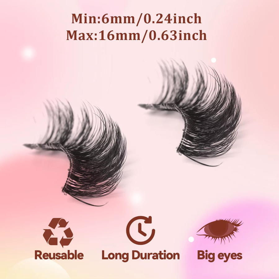 Batownly Künstliche Wimpern, D-Curl, Nerzhaar, 10 Paar, 6–16 mm, Unisex - Bild 2
