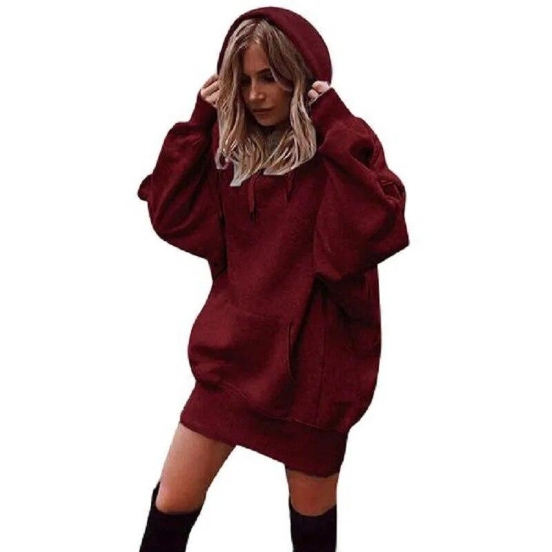 Damen Winterkleid, langarm, kapuzenpullover, XXXL - Bild 2