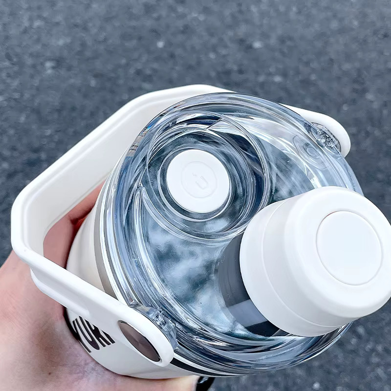 VRIUKNT Isolierte Wasserflasche mit Magnetdeckel und Griff in Braun und Weiß, 800 ml - Bild 2