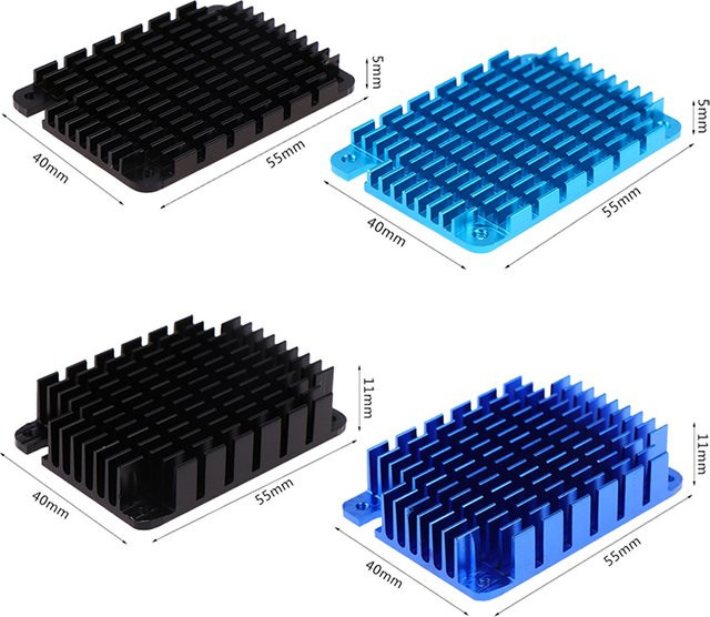 Aluminiumlegierung Kühlkörper für Raspberry Pi Compute Module 4 CM4 H x B x T: 5 x 40 x 55 mm oder 11 x 40 x 55 mm - Bild 1