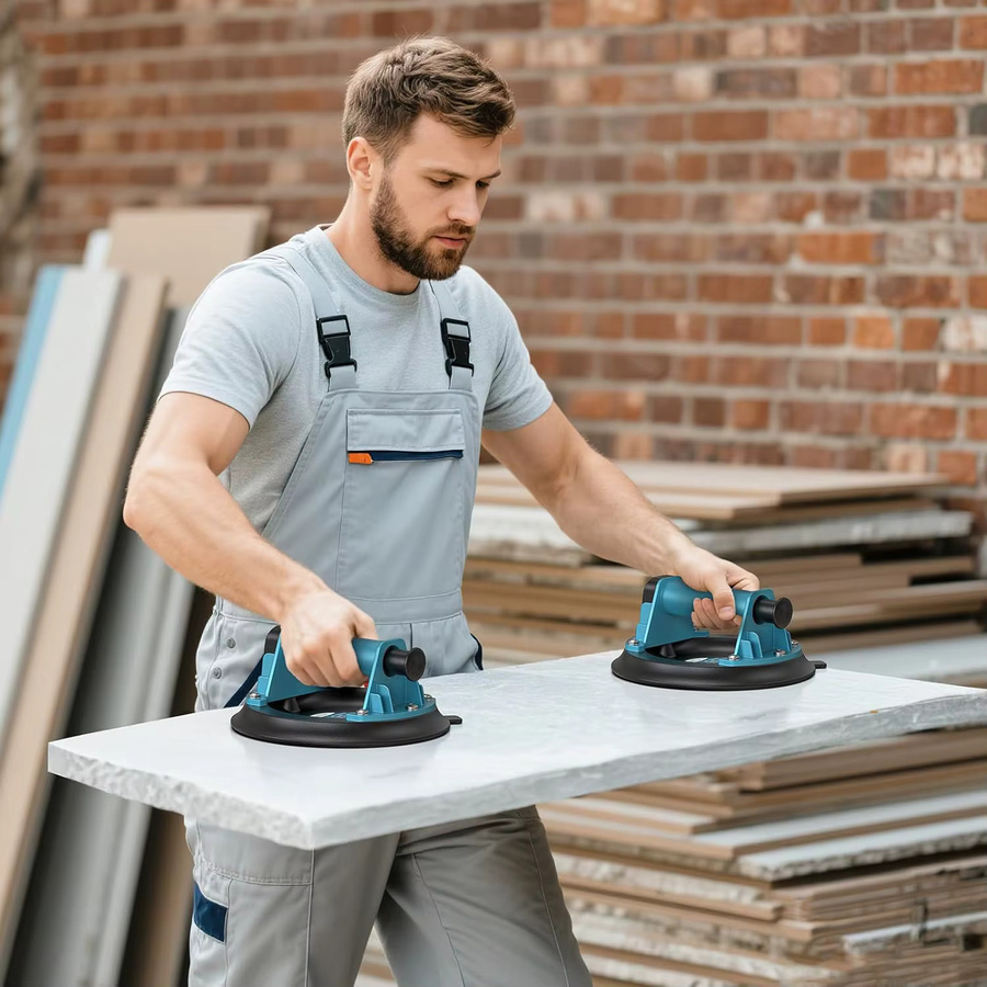 SEESII 8-Zoll Saugnapf-Hebegeräte mit Griff und Pumpe, 2er-Pack, 200 kg Tragkraft, Hochleistungs-Vakuumheber für Glas und Metall - Bild 5