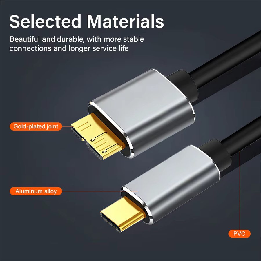 Nephy USB-C auf Micro-USB Datenkabel USB 3.0 in Schwarz für externe Festplatten und Laptops mit 5Gbps Hochgeschwindigkeit - Bild 5