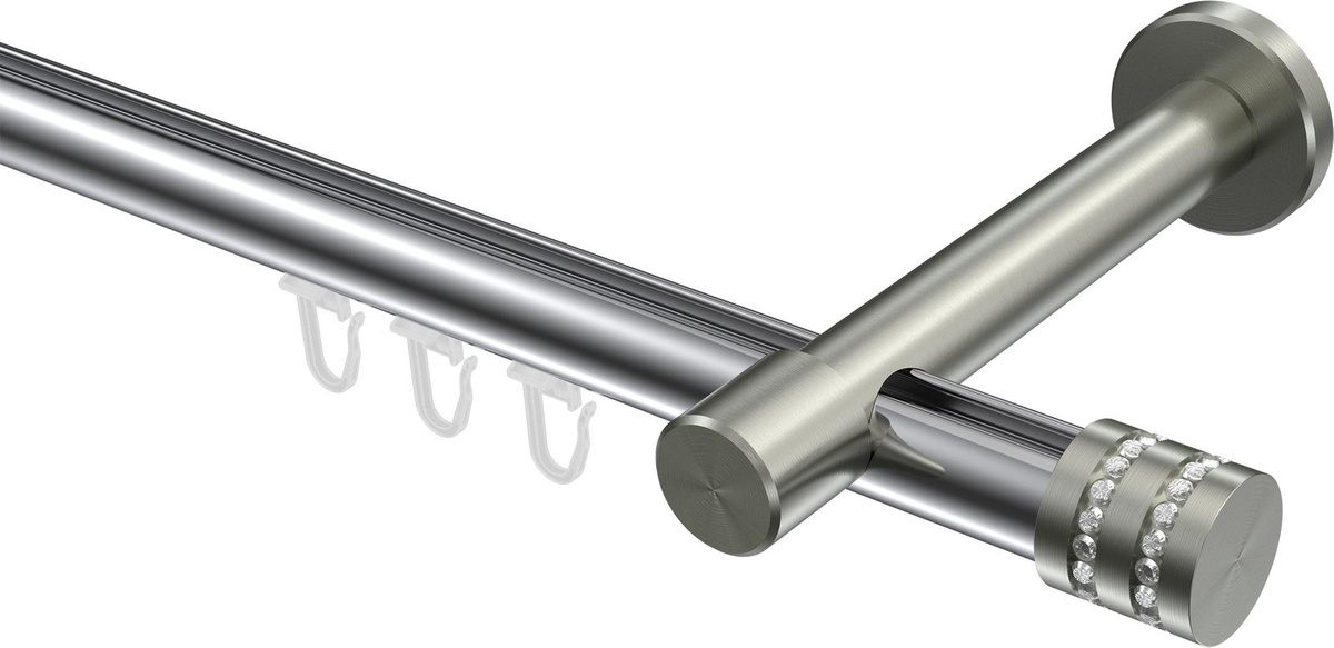 Interdeco Gardinenstange Prestige Estana mit Innenlauf in Chrom und Edelstahl-Optik, 1-läufig, Durchmesser: 2 cm, Länge: 180 cm - Bild 1