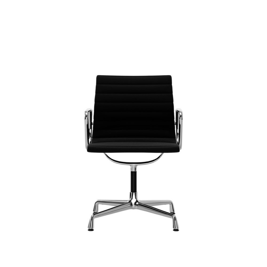 Vitra Aluminium Chair EA 104 mit Armlehnen in Schwarz und Hopsak Stoffbezug - Bild 2