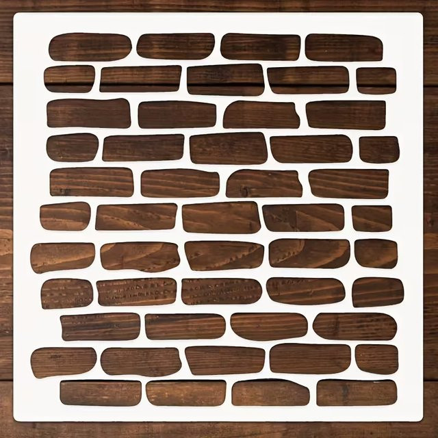 Wiederverwendbare Steinwand-Textur Schablone aus Kunststoff für DIY-Malerei und Scrapbooking, Breite: 30 cm, Breite: 30 cm - Bild 1
