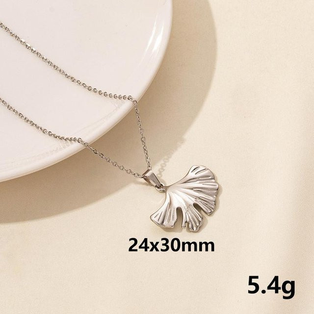 Binchi Outdoor Product Anhänger Halskette, Ginkgoblatt, Edelstahl, Silber, Unisex - Bild 1