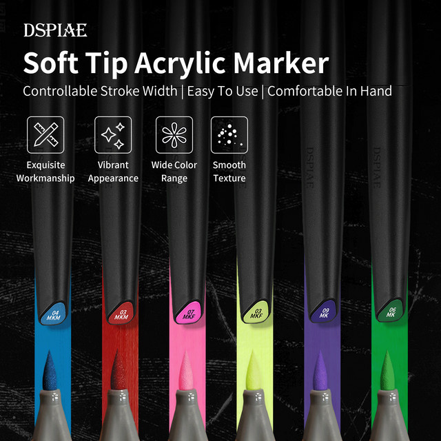 DSPIAE Soft-Head Marker auf Wasserbasis für Hobby-Modellbau und DIY-Färbungen in Multicolour - Bild 1