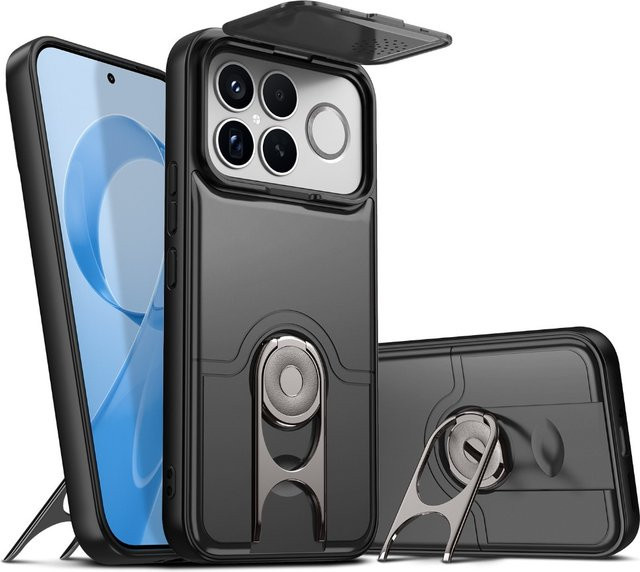 Schutzhülle mit Ringhalter für Xiaomi POCO X8 Pro Max M8 M7 F8 Ultra F6 X7 X6 C85 C75 C71 C61 in Rot mit Kameraobjektivschutz - Bild 1