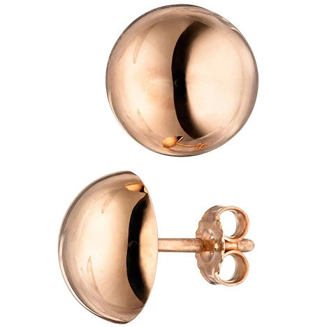 Colfem Ohrstecker rund, 925 Sterling Silber, rotgold vergoldet, Unisex - Bild 1