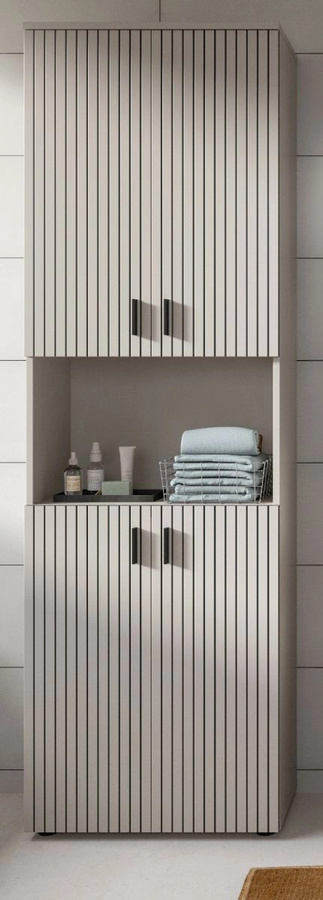 Badezimmer Hochschrank Livia in Kaschmir, modern und matt, B/H: 60 x 192 cm - Bild 1