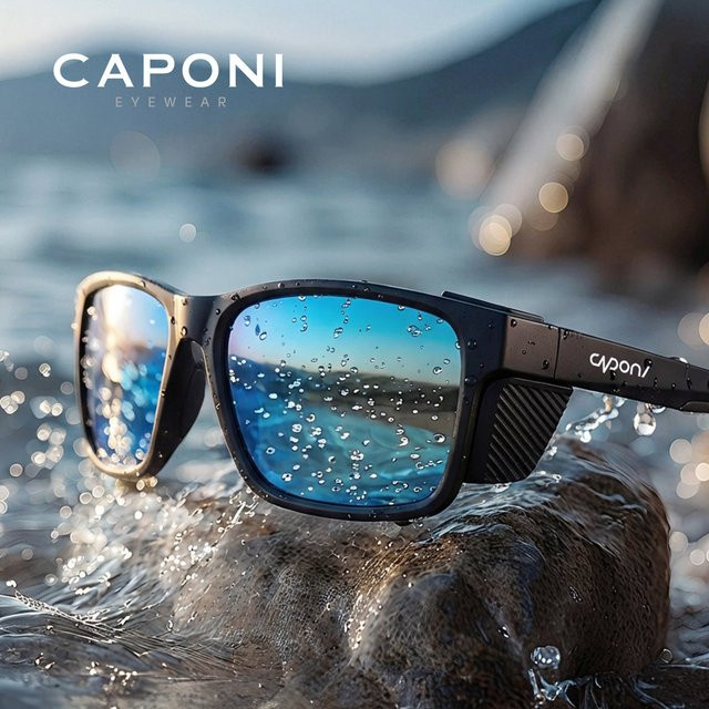 CAPONI CP36505 Sonnenbrille, Herren, Vollrand, quadratisch, schwarz, polarisiert - Bild 1