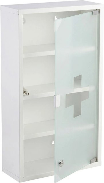 Floordirekt Medizinschrank Weiß mit Glastür und 4 Fächern, abschließbar, Wandmontage, B/H: 60 x 30 cm - Bild 1