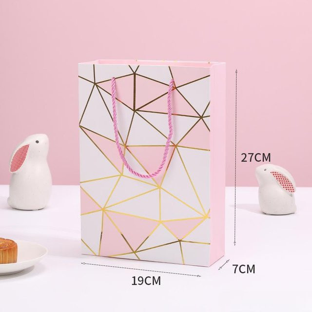 WTEMPO 10er Set Geometrische Geschenkboxen und Handtaschen aus Papier in Rosa und Weiß für Backwaren und Geschenke - Bild 1