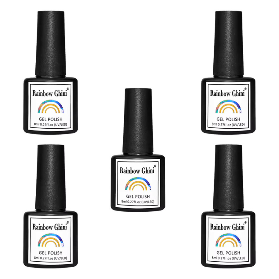 Rainbow Ghini Nagel Gel Set, Schwarz Weiß, 12 Teile, 8 ml - Bild 5