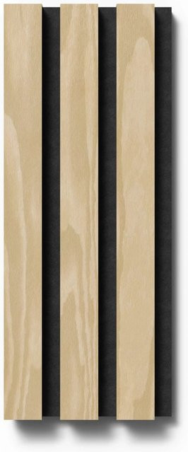 Denpanels Akustikpaneel Esche Unbehandelt mit schwarzem Filz im skandinavischen Stil, B: 29,5 cm, H: 15 cm - Bild 1