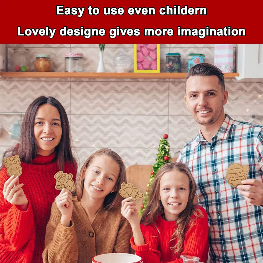 8 Stück Weihnachtsplätzchenformen aus Kunststoff mit 3D-Cartoon-Design für DIY-Gebäck und Dekoration - Bild 3