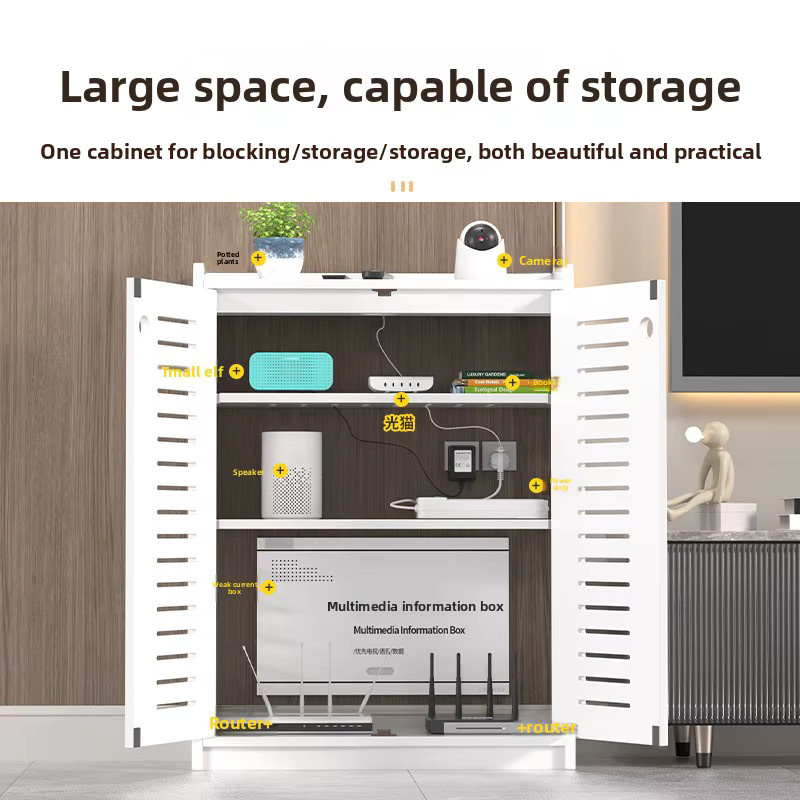 LEWEN Router-Regal Bodenstehendes Aufbewahrungsregal in Weiß Matt mit Rückwand für Wohnzimmer und Schlafzimmer B/T/H: 60,0 x 50,0 x 25,0 cm - Bild 3