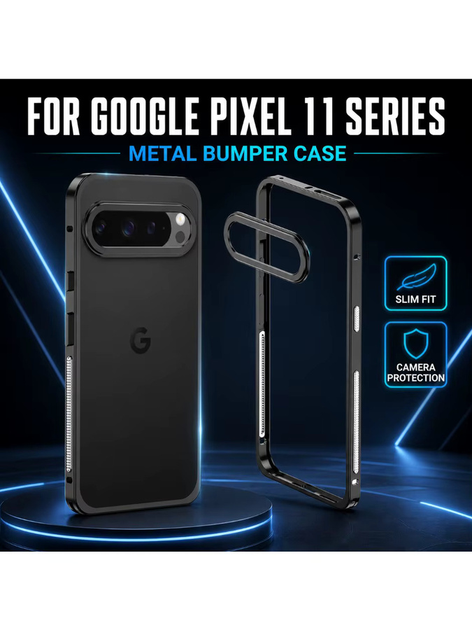 Luxus Handyhülle mit Metallrahmen für Google Pixel 11 Pro XL, stoßfeste Schutzhülle in Schwarz oder Blau - Bild 1
