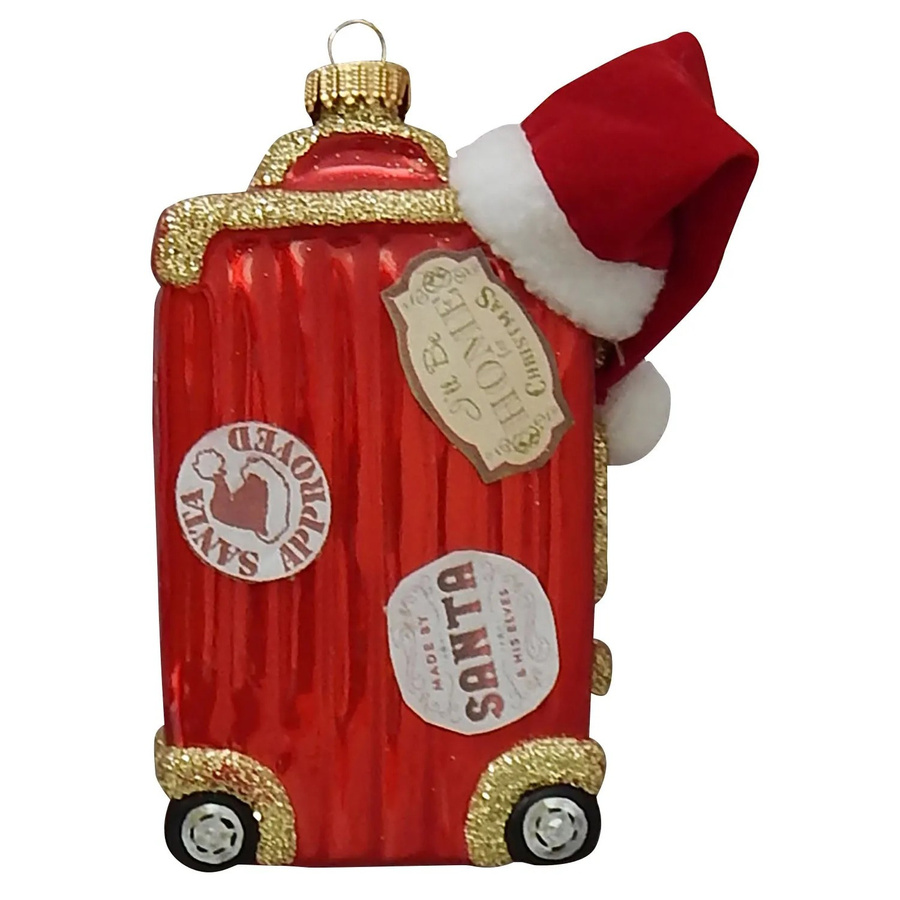 Krebs Glas Lauscha GmbH Christbaumschmuck Glas Santa Reisekoffer, rot, Höhe: 11 cm - Bild 2