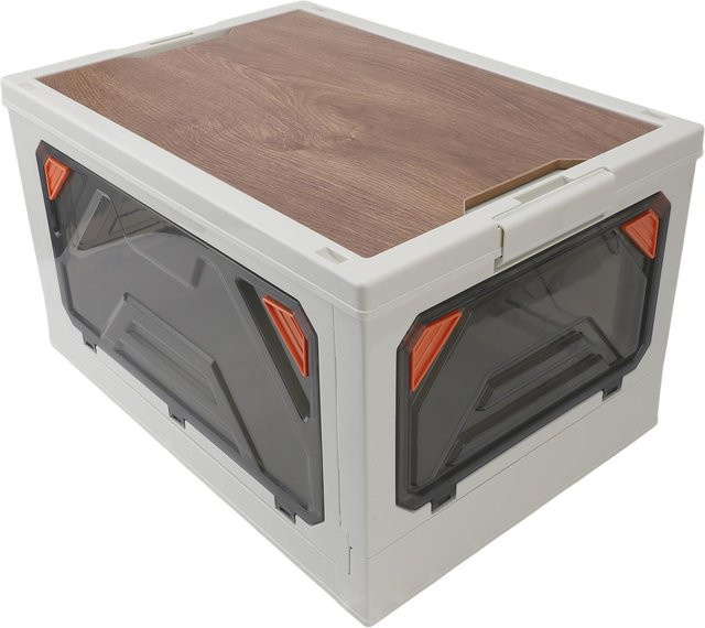 Aimo Faltbare und stapelbare Aufbewahrungsboxen mit Deckel und Griffen aus Kunststoff in Weiß - Bild 1