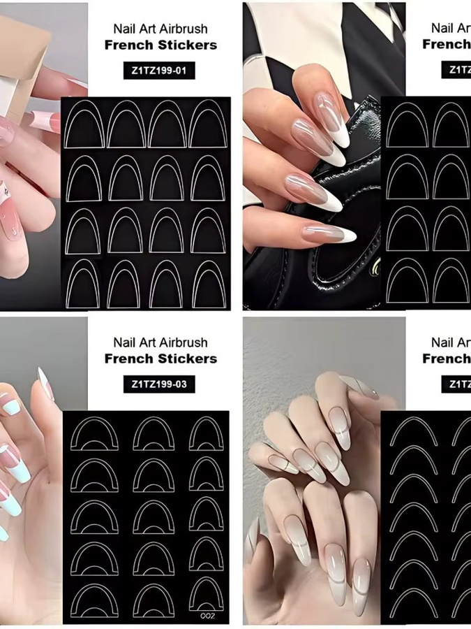 KANIU French-Tip-Nagelsticker, selbstklebende Mehrfach-Kurven-Schablonen - Bild 7
