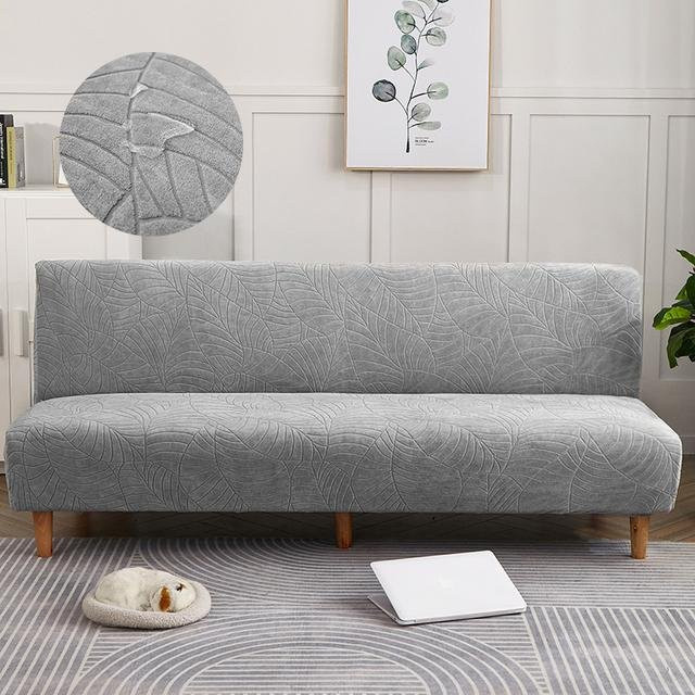 Wasserdichte Jacquard-Sofaabdeckung für armlose Schlafsofas und Futons, silber, Breite: 155-185 cm - Bild 1