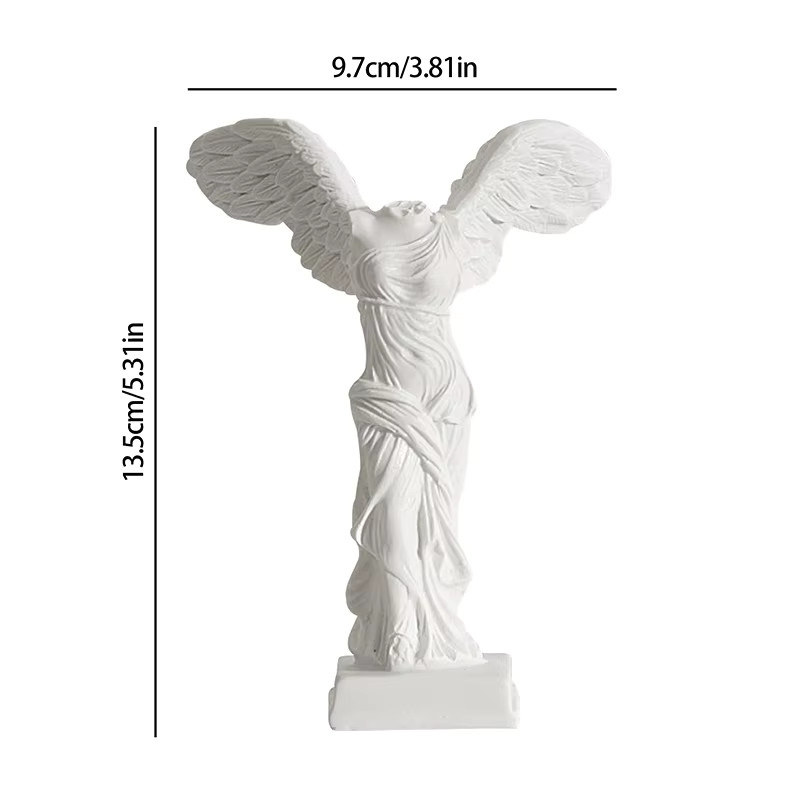 Eelhoe Harz-Skulptur-Ornament Griechische Siegesgöttin als weiße Engelsflügel-Kunstfigur zur Dekoration für dein Zuhause oder Büro - Bild 4