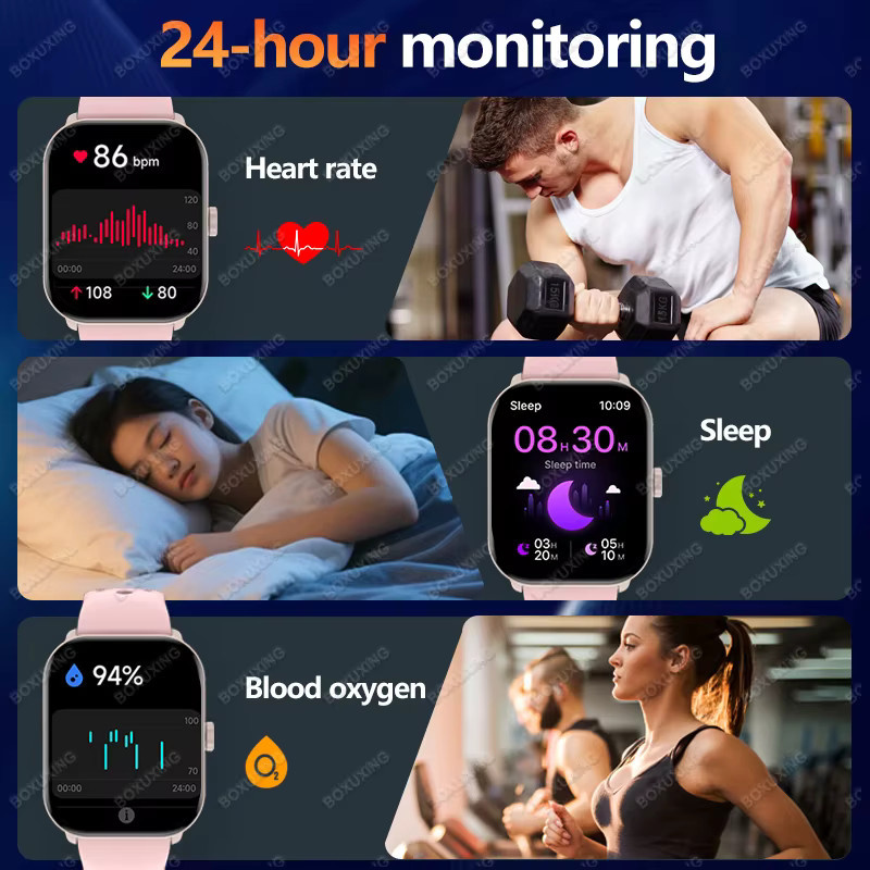 BOXUXING GPS-Tracking Smartwatch mit 2,01 Zoll Ultra HD AMOLED-Bildschirm, Bluetooth-Anruffunktion, Herzfrequenzmesser und Laufverfolgung, Grau, Unisex - Bild 5