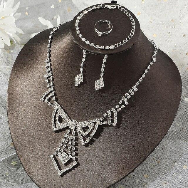 Schmuck-Set aus Messing, Kristall, grau, Damen - Bild 1